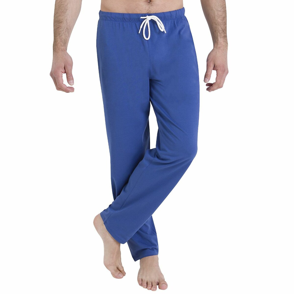 Pyjama long en coton, imprimé devant bleu + bleu marine, ATHENA