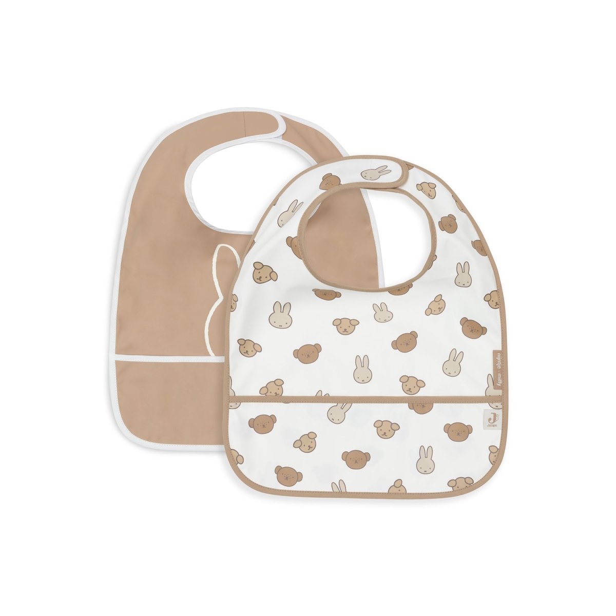 Lot de 2 bavoirs imperméables Miffy blanc, marron, JOLLEIN