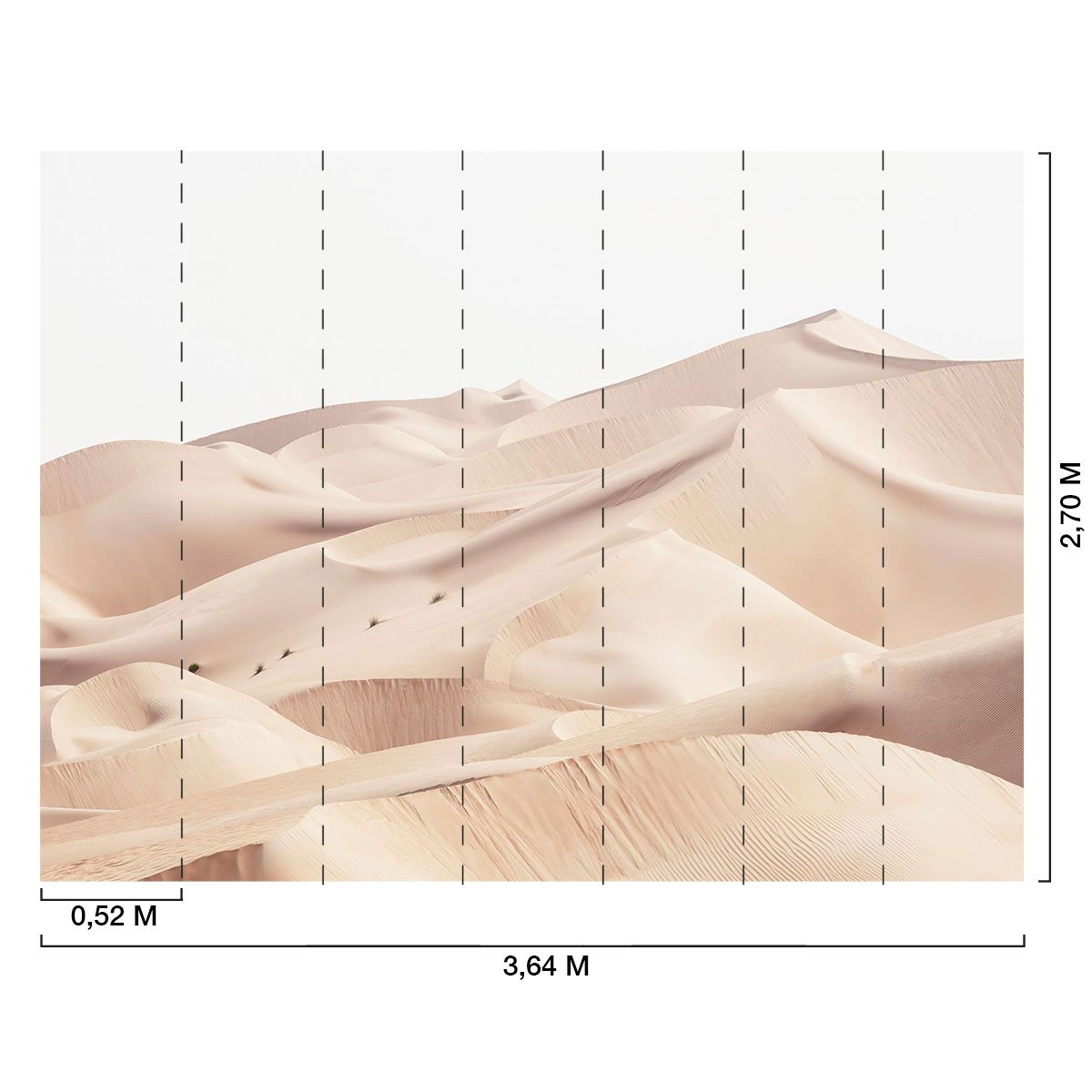 Papier peint panoramique dune de sable rose intissé, HEXOA