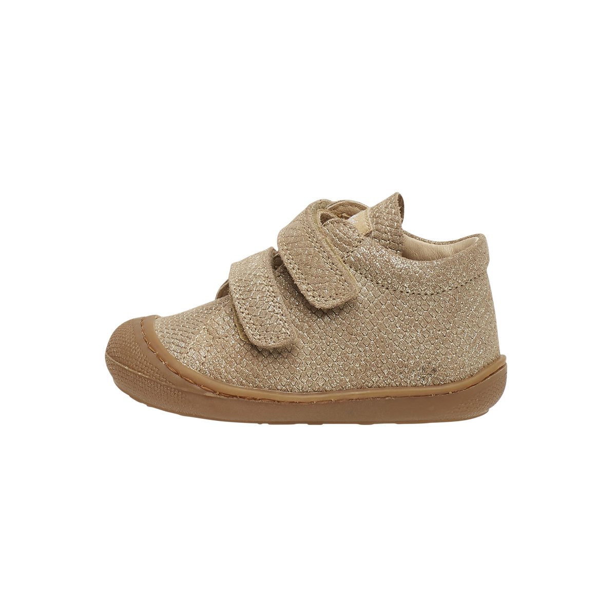 Chaussons premiers pas en suède lamé COCOON VL platine, NATURINO