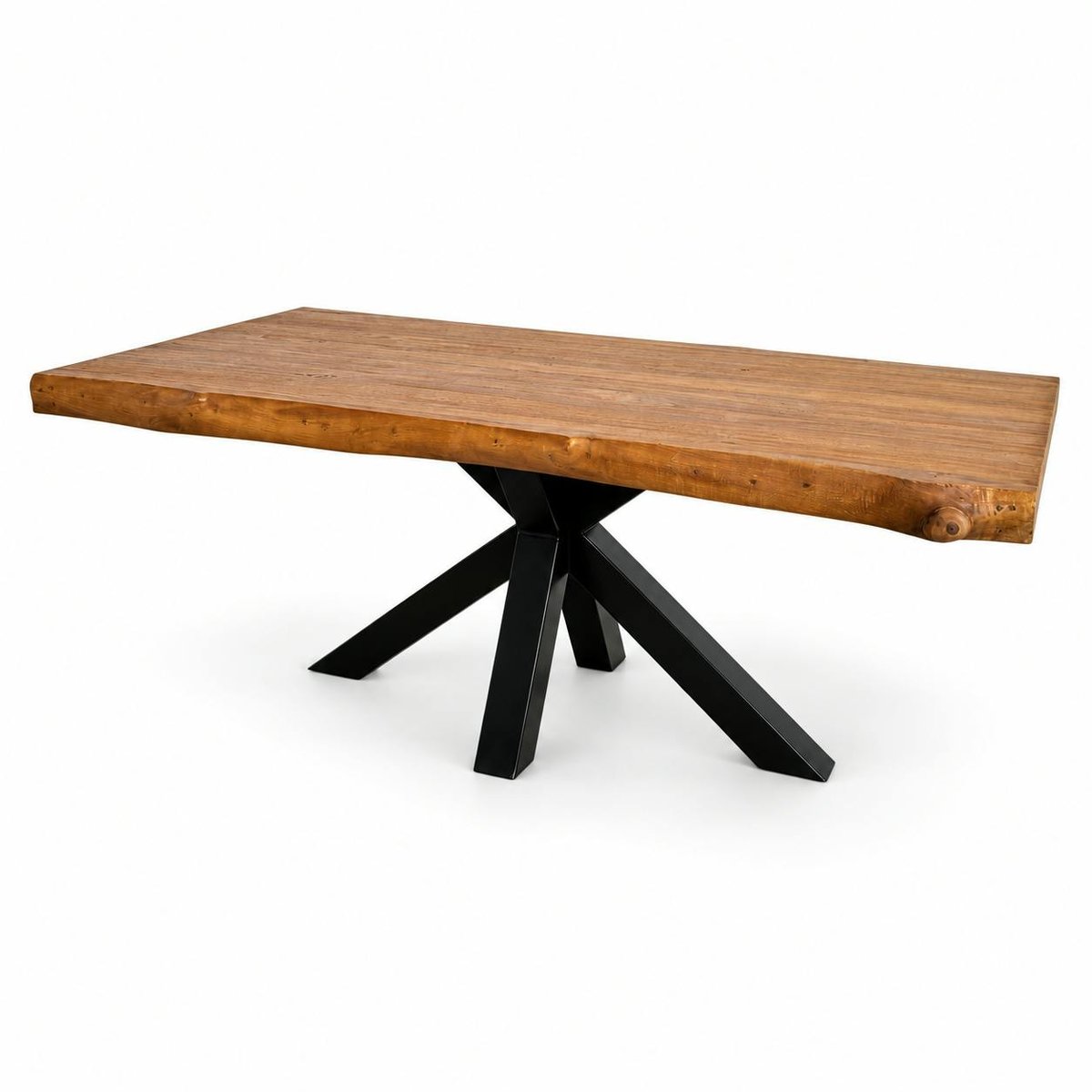 Table à manger style contemporain bois métal pied mikado plateau teck 200x110cm TIMOR bois naturel, PIER IMPORT