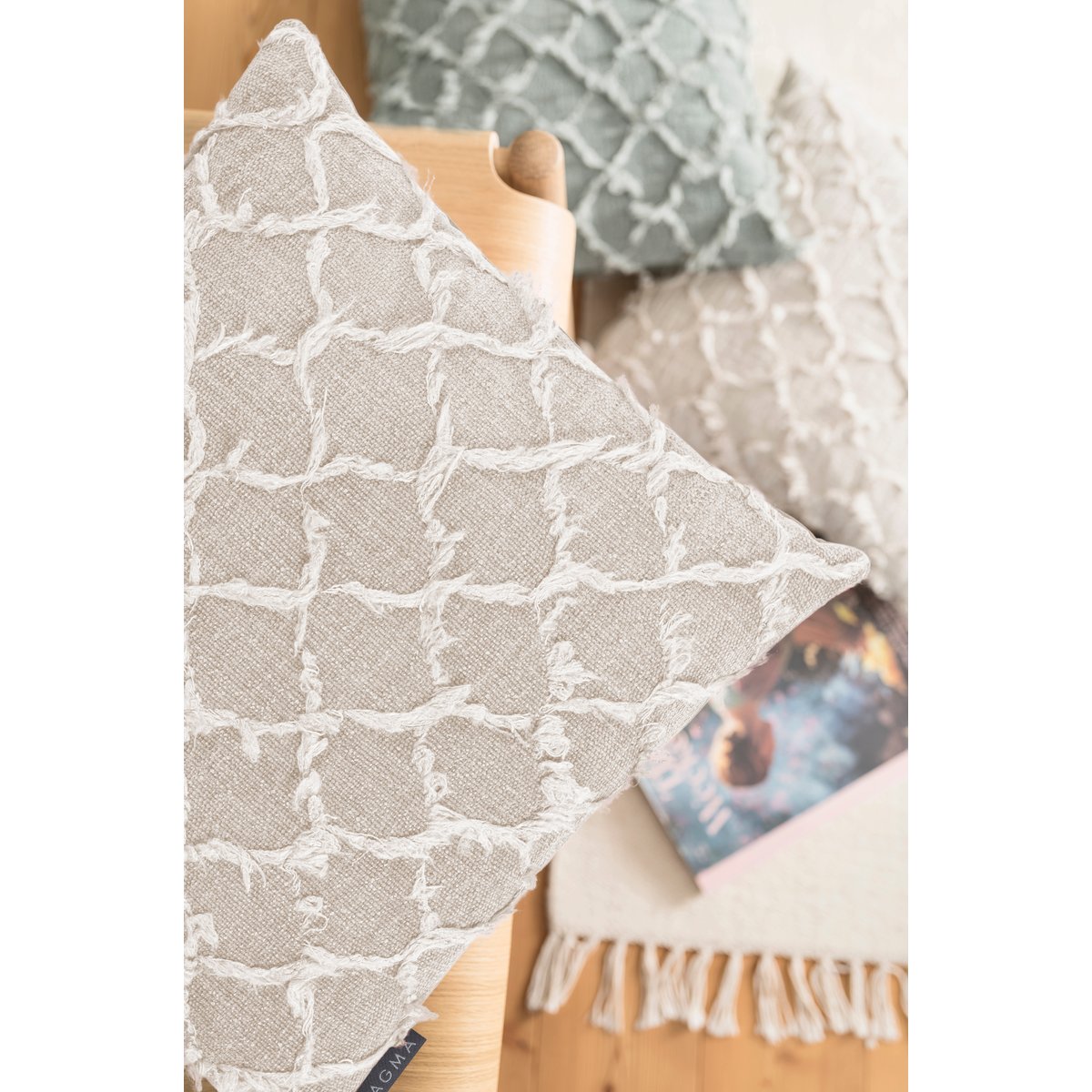 Housses de coussin jacquard velours relief NOMI- Lot de 2 nature, MAGMA HEIMTEX