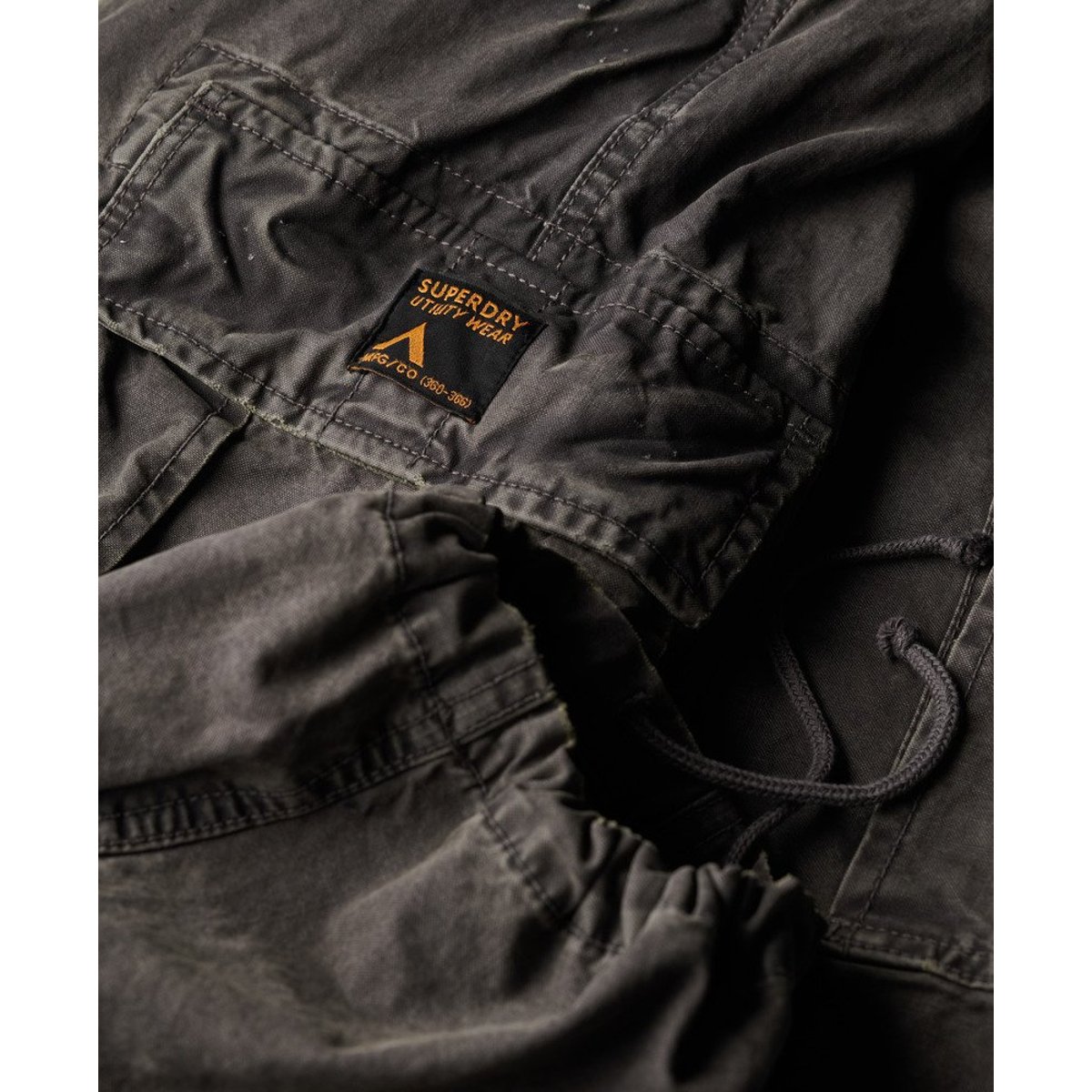 Pantalon cargo baggy en coton biologique gris délavé, SUPERDRY