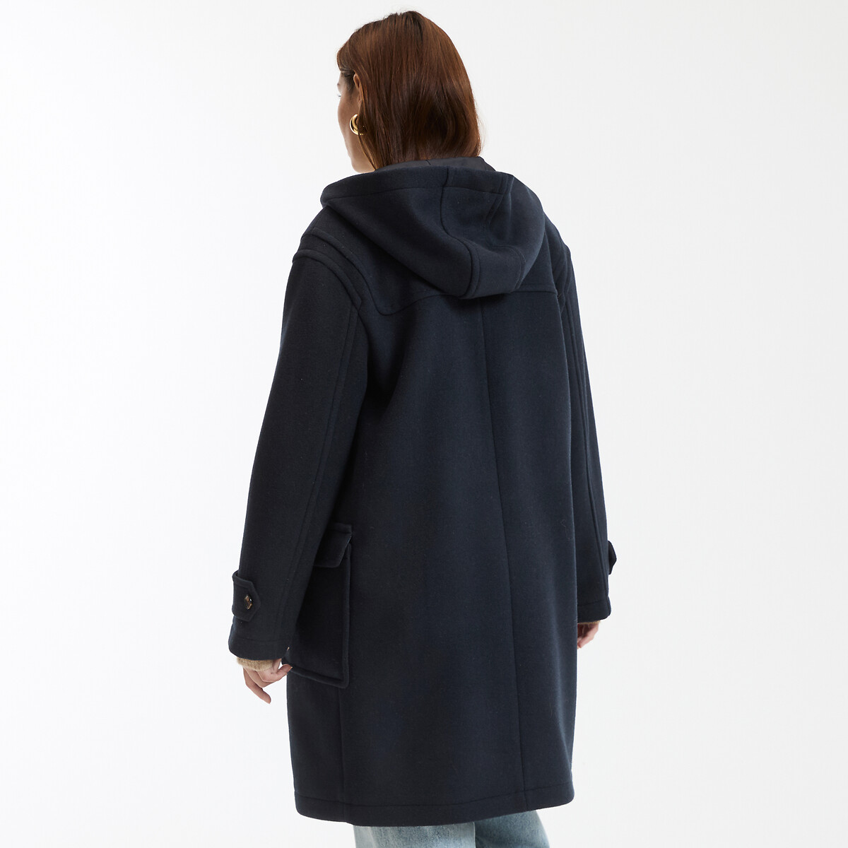 Mid-Length Hooded Duffle Coat navy blue, LA REDOUTE COLLECTIONS
