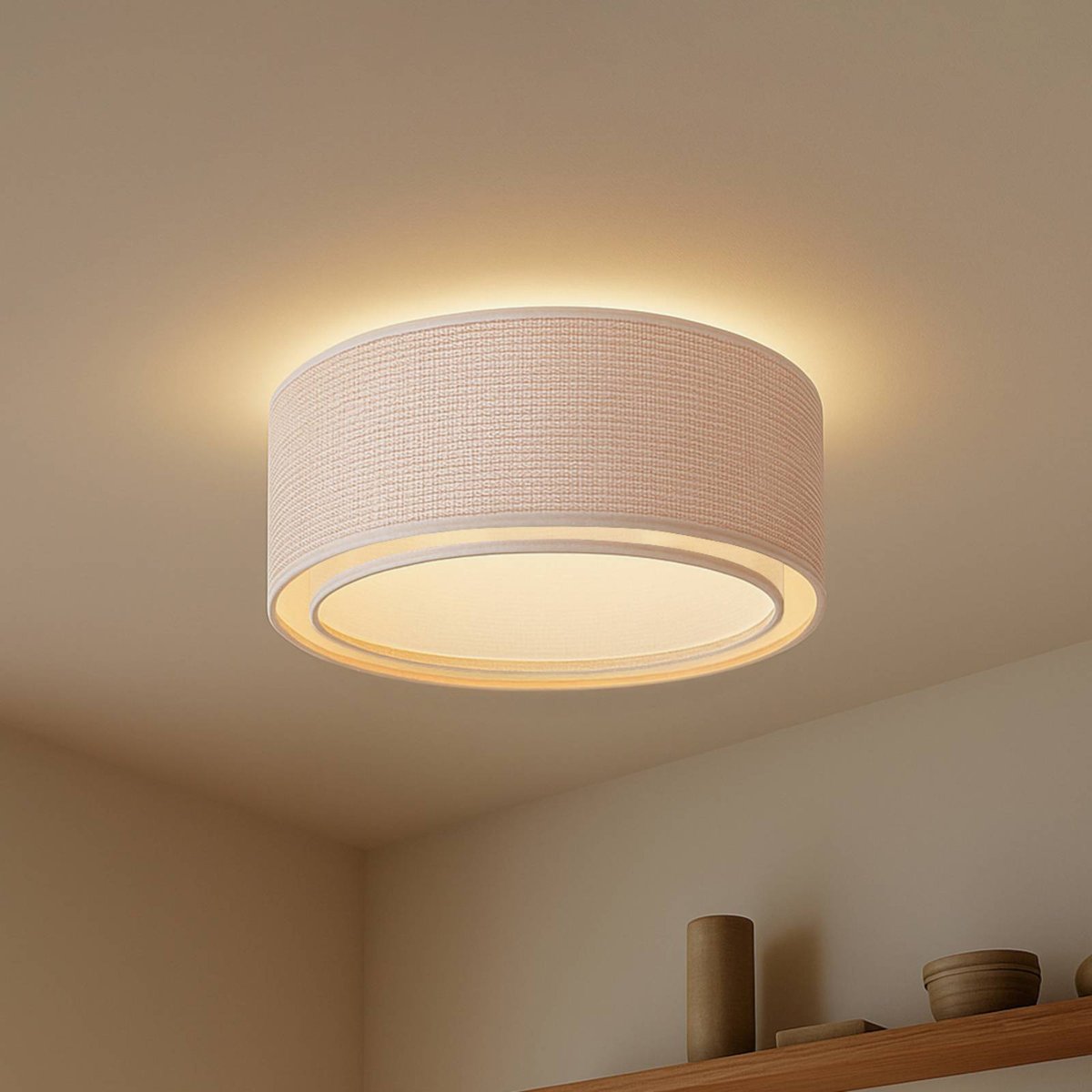 Plafonnier traditionnel, Soula beige, LINDBY