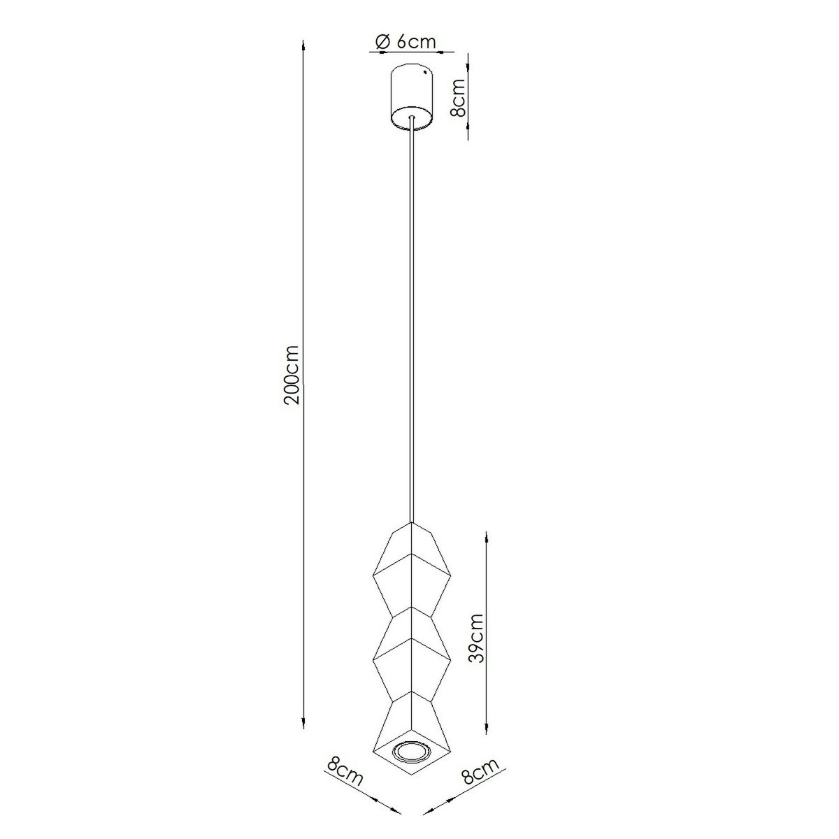 Suspension Bois Naturel GU10 1 Kubbe naturel, EDEN