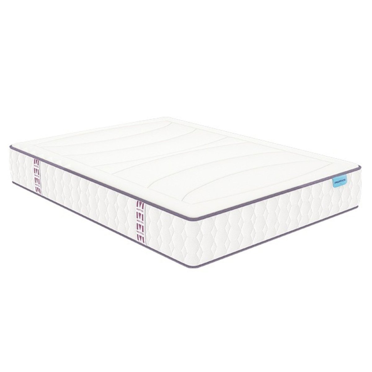 Ensemble matelas ressorts ensachés et mémoire de forme BEAUTY BED, sommier medium et pieds blanc, MERINOS