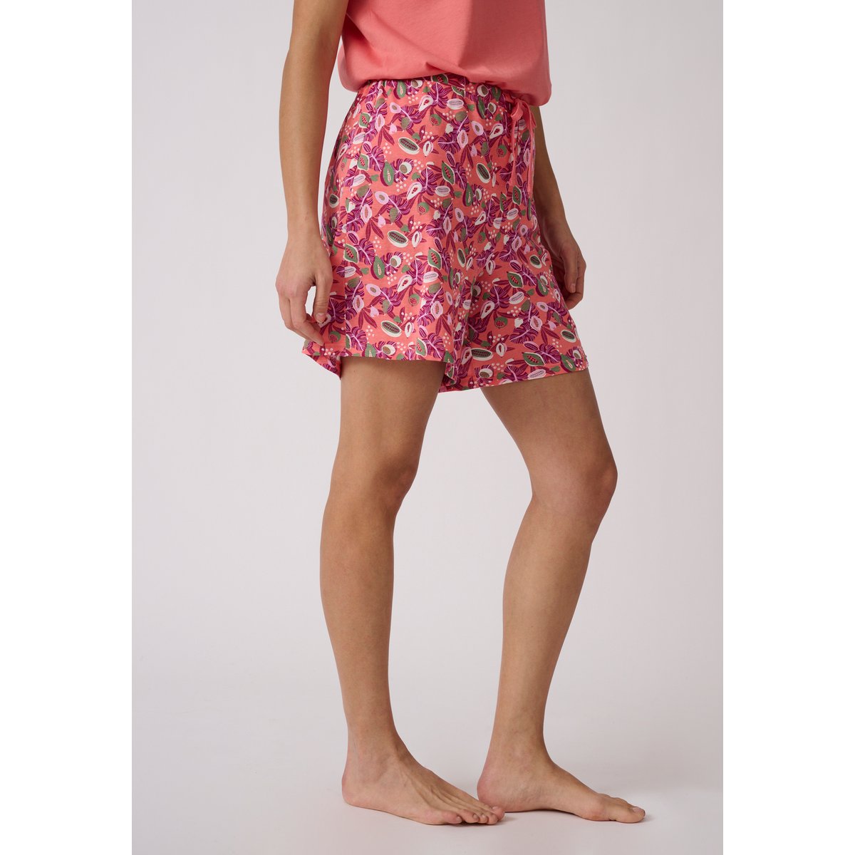 Short de pyjama pur coton rose tropical, DAMART
