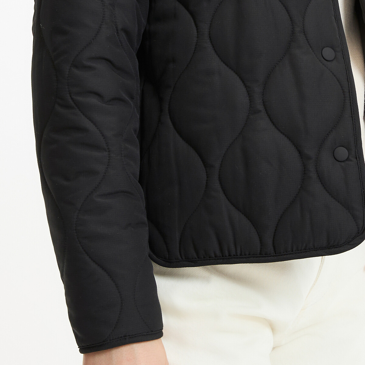 Lichte, rechte donsjas met drukknopen zwart, LA REDOUTE COLLECTIONS