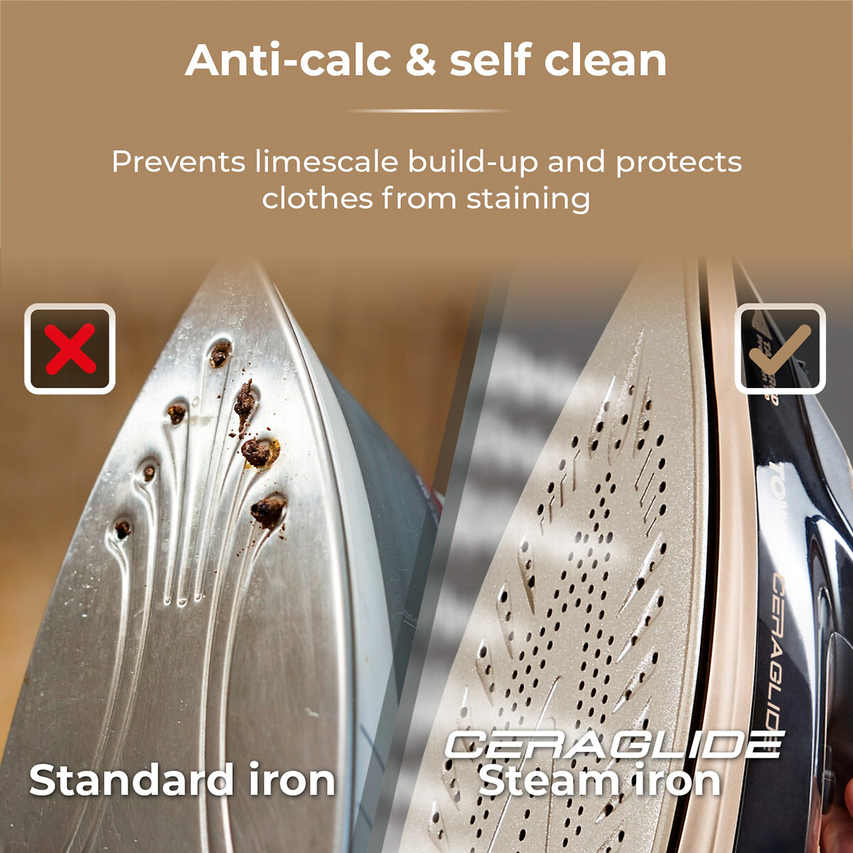 CeraGlide 3100W Steam Iron - T22021 black/gold, TOWER
