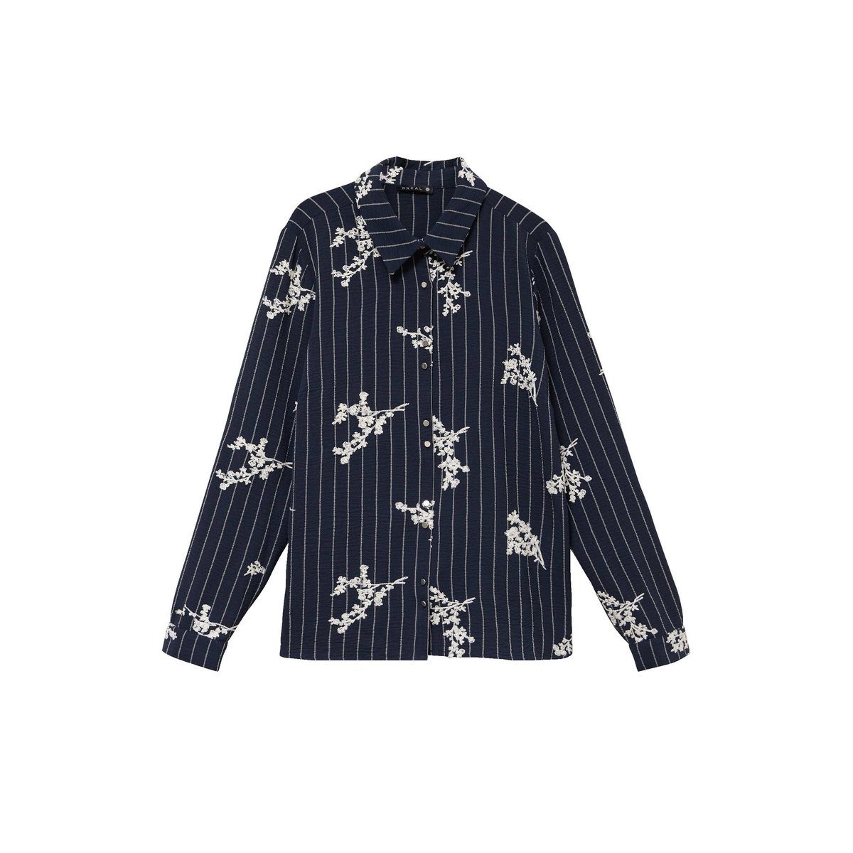 Chemisier droit manches longues fluide bleu marine, BREAL
