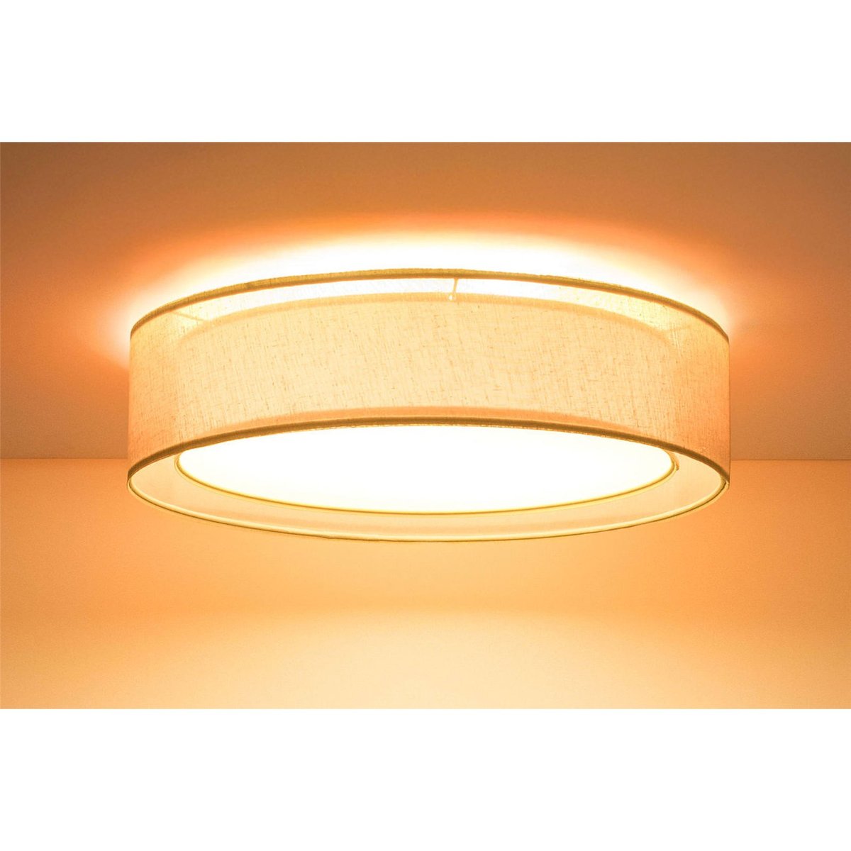Plafonnier rond en tissu double couche Puro beige tissu translucide, BPS KONCEPT
