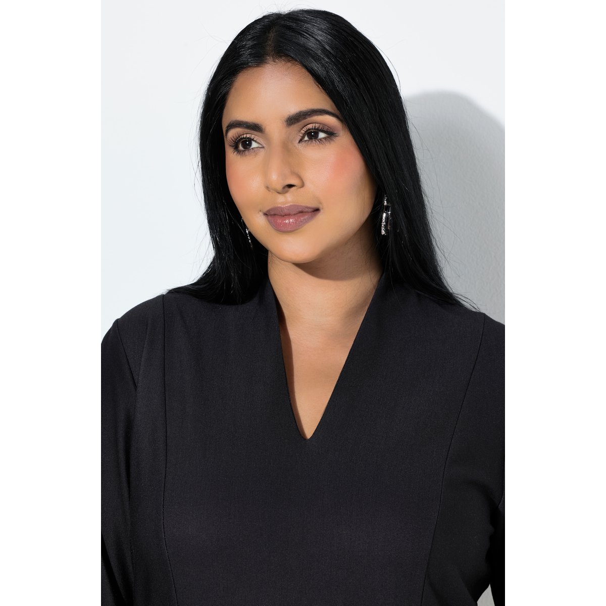 Robe midi point de Rome, coupe évasée noir, ULLA POPKEN