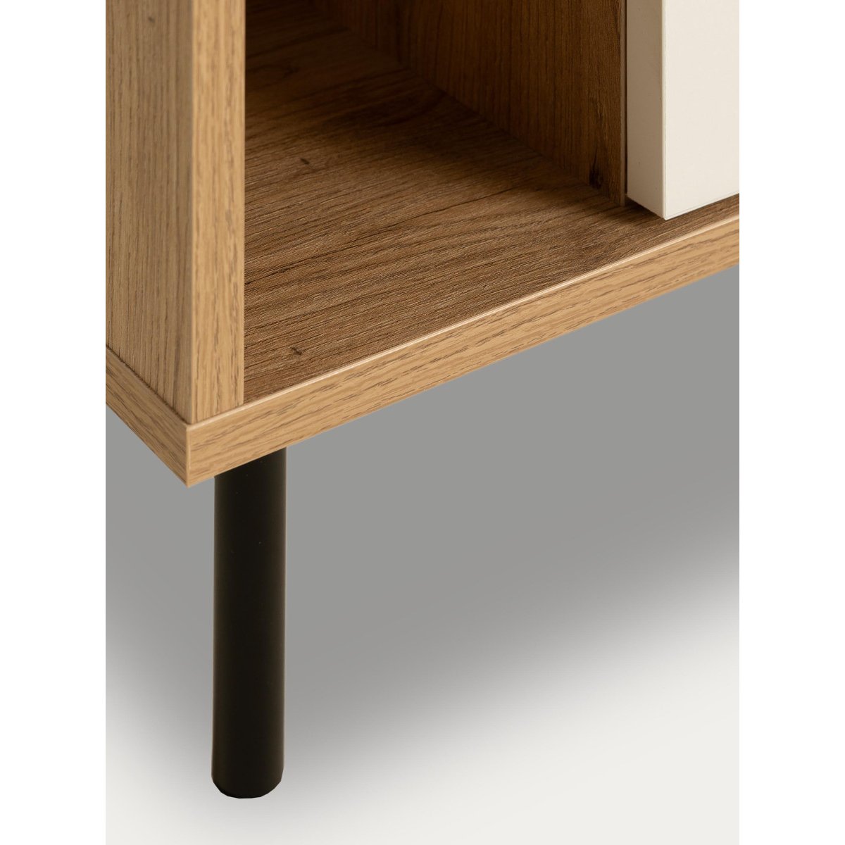 Table de chevet Mélamine - ZACH beige clair - blanc, KENAY