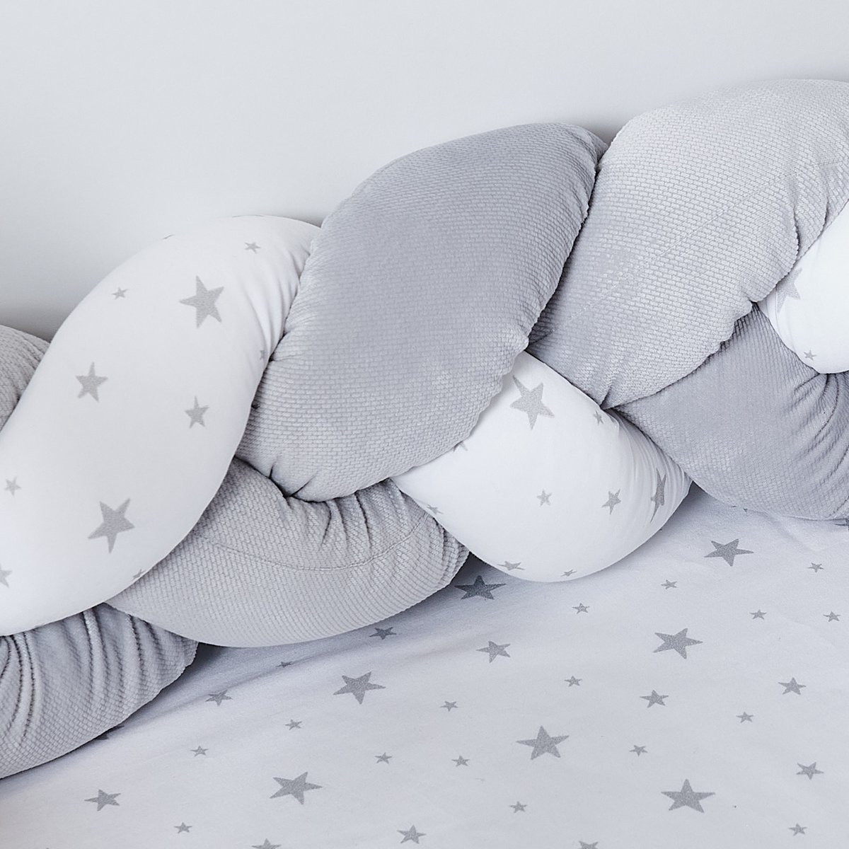 Tresse de lit universelle, tour de lit STELLA gris, SEVIRA KIDS