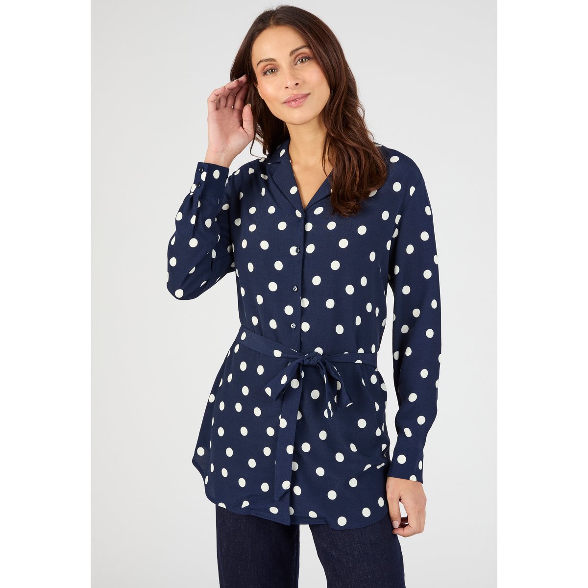 Tunique à pois en pure viscose bleu marine pois, DAMART