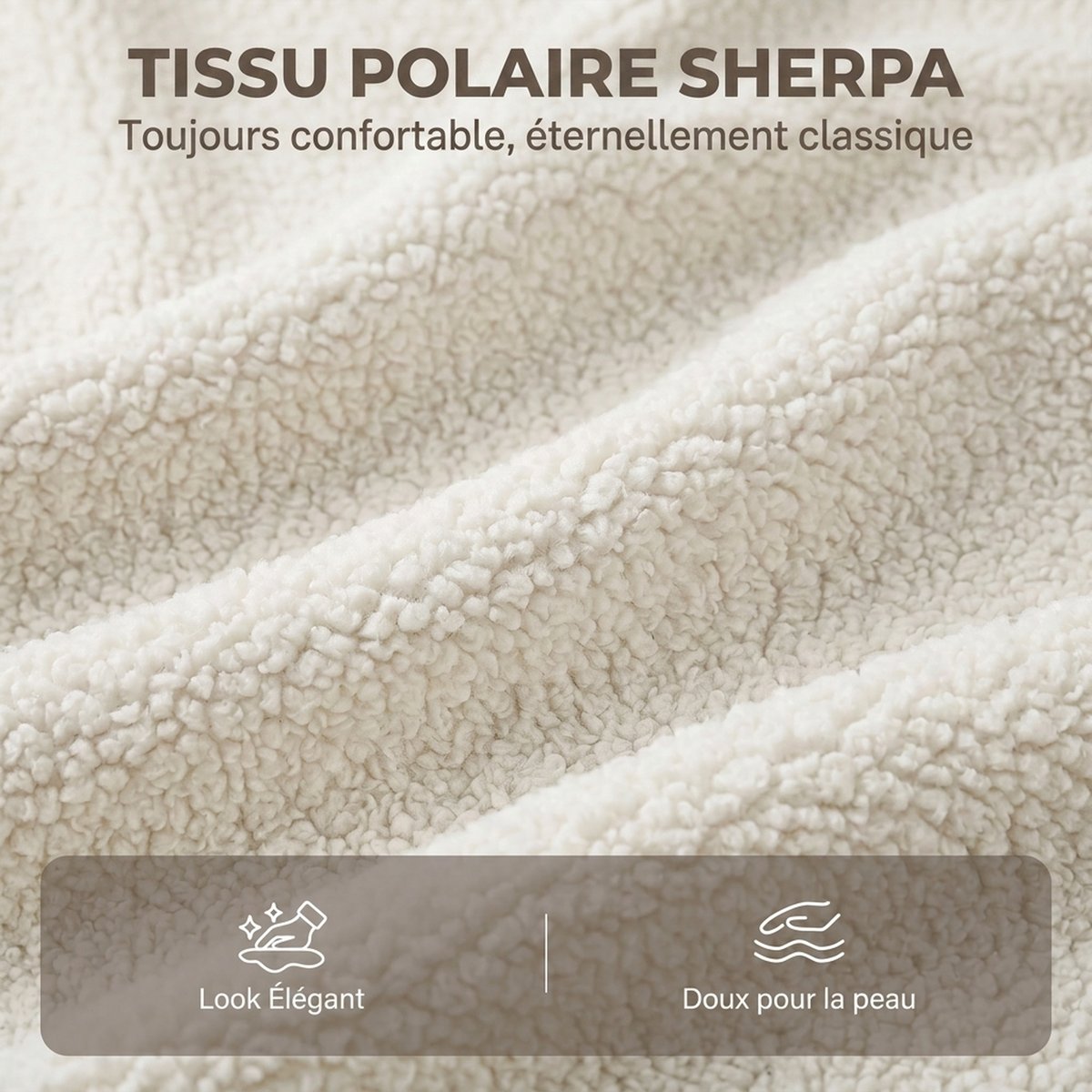 Chaise de bureau Tissu bouclette (100 % blanc crème, HOMCOM