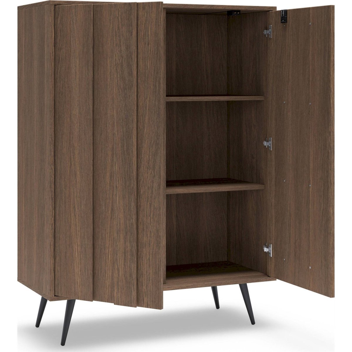 Commode 2 portes avec éclairage LED collection AMA chêne dunin et noir, RECOLLECTION