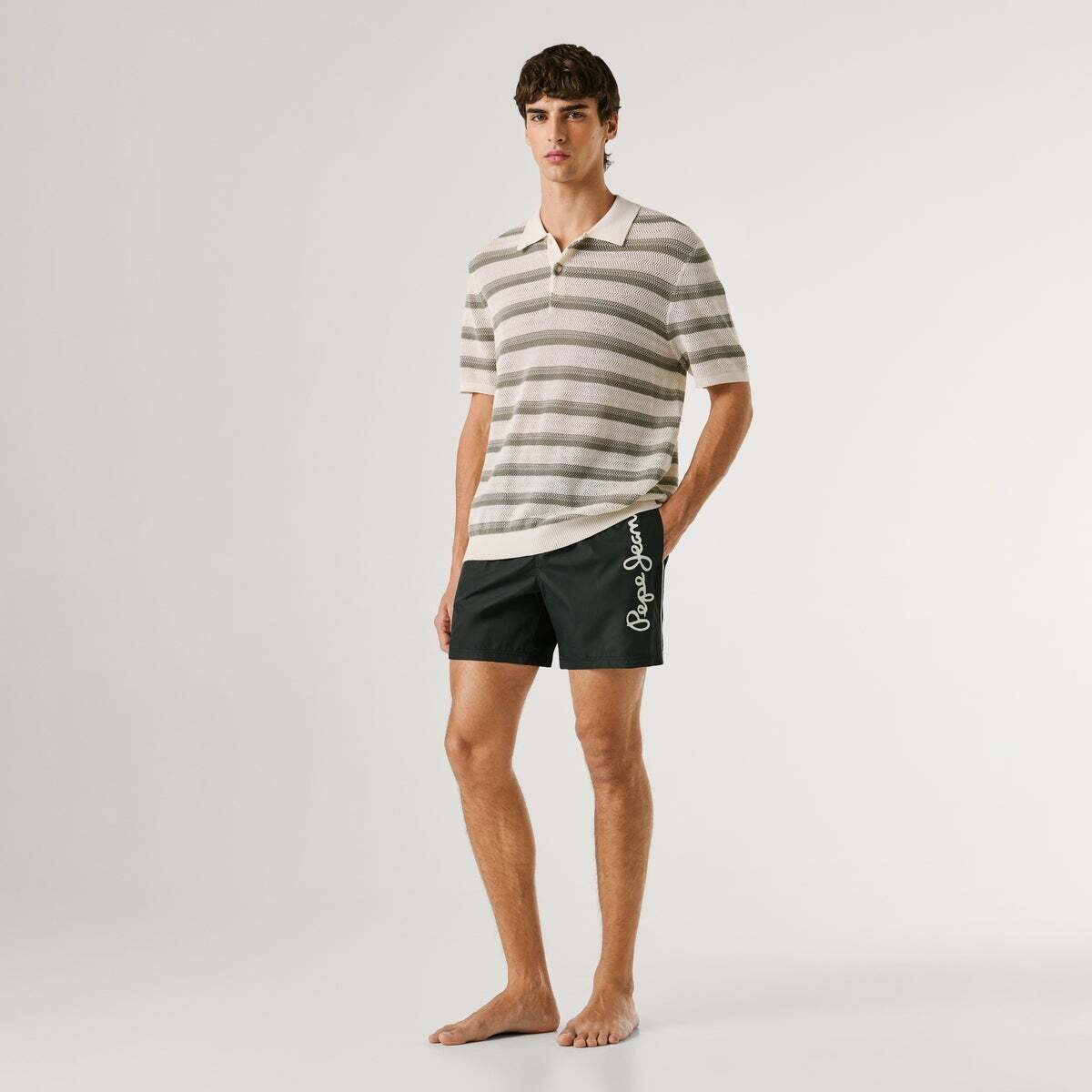 Short De Bain Bermuda Avec Logo Imprimé noir, PEPE JEANS