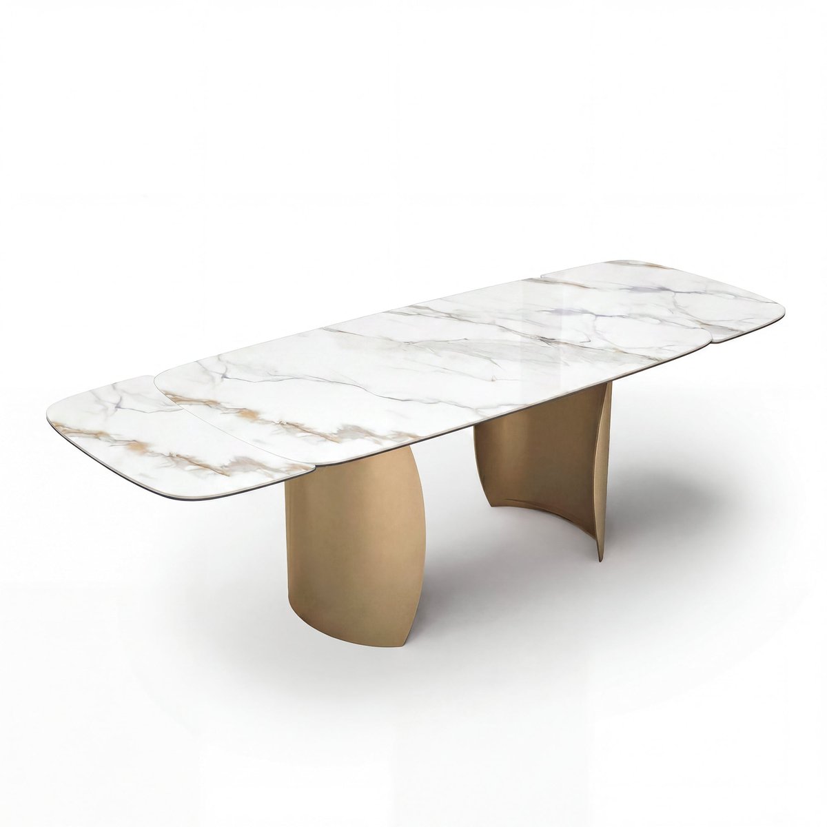 Table à manger extensible 8 personnes en céramique CAMELIA marbre blanc, SIA HOME