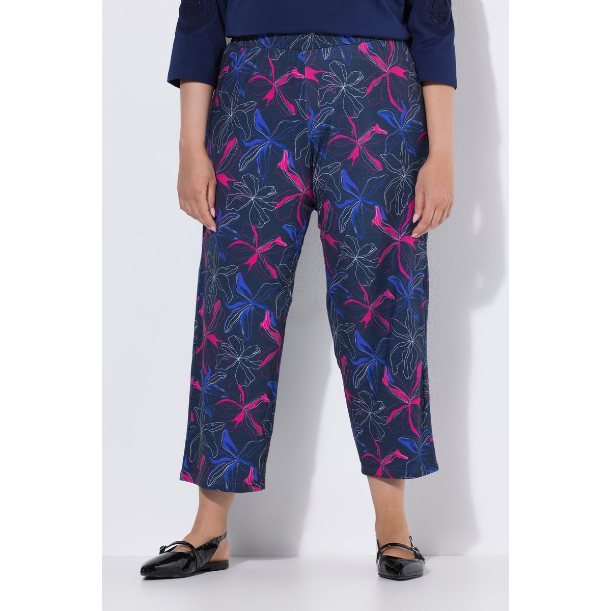 Pantalon 7/8 en jersey imprimé marine, ULLA POPKEN