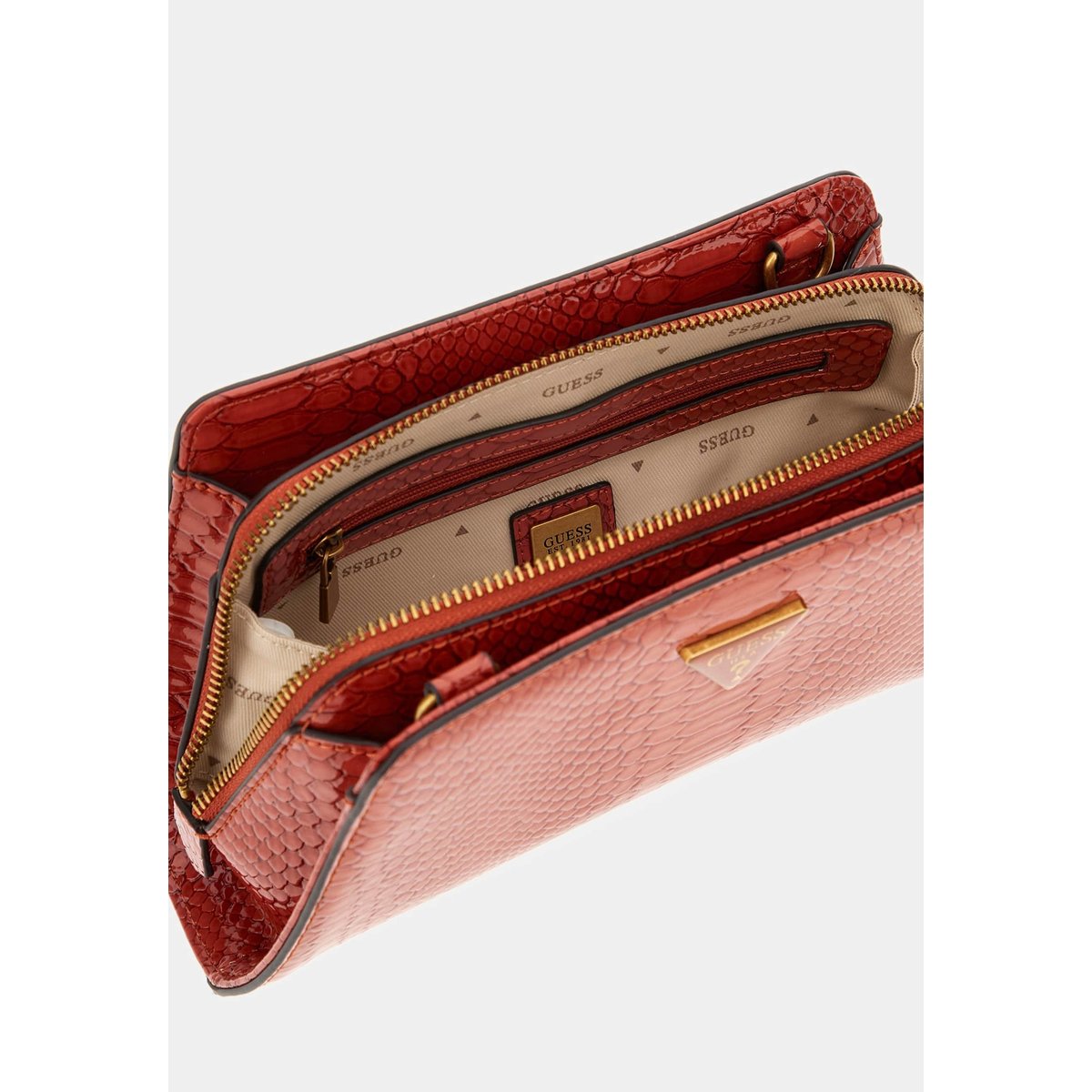 Georgina Sac À Bandoulière Imprimé Python orange, GUESS