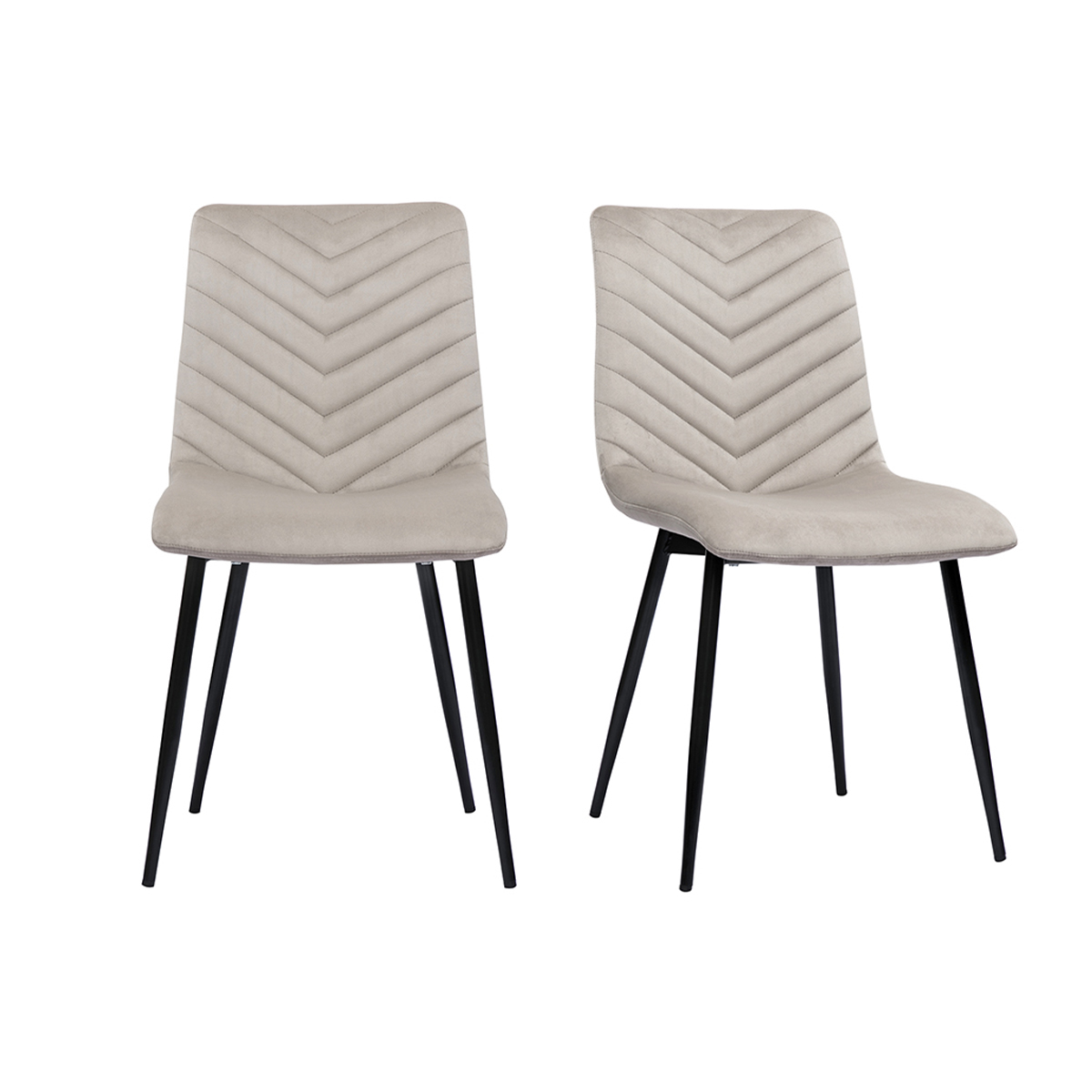 Chaises design en tissu velours et pieds métal (lot de 2) PUMPKIN taupe, MILIBOO