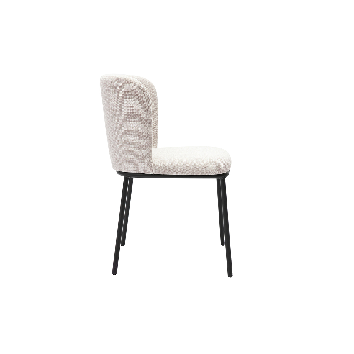 Chaises en tissu effet velours texturé beige et métal noir (lot de 2) LISOR beige, MILIBOO