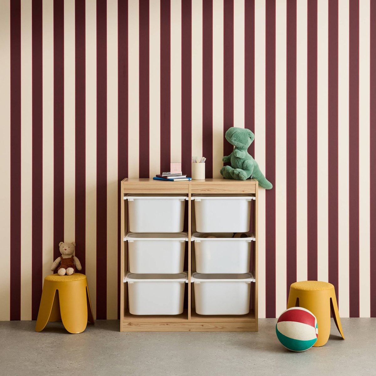 Meuble de rangement enfant 6 bacs de rangement SORA naturel, SWEEEK