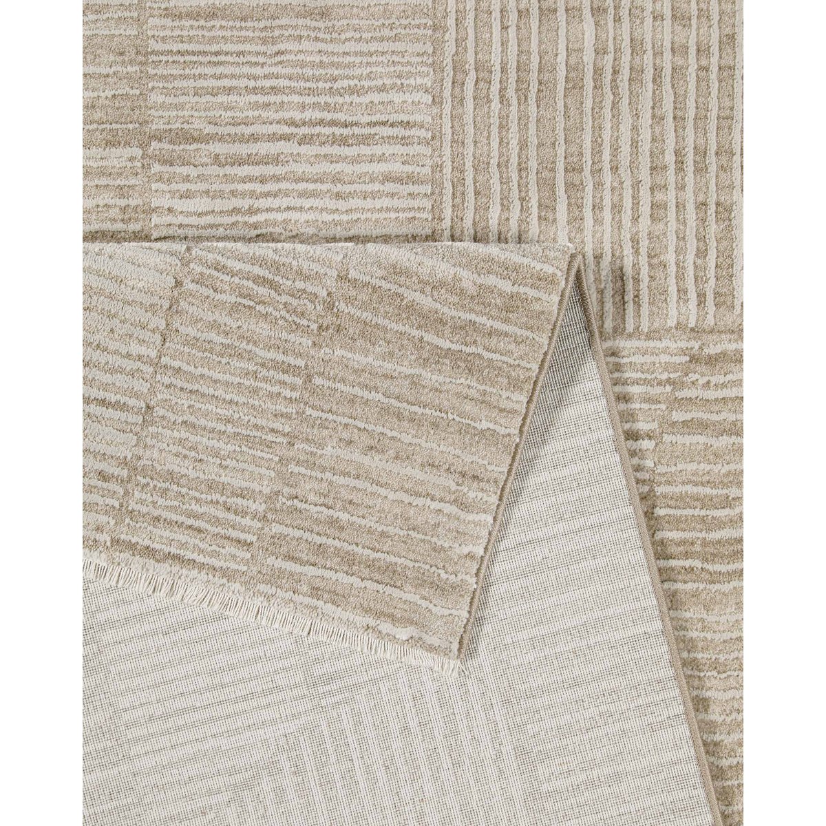 WECONhome Raymond par Esprit, tissé machine, tapis poils courts, motif rayé avec effet relief, certifié OEKO-TEX® , Raymond beige multicolore, ESPRIT
