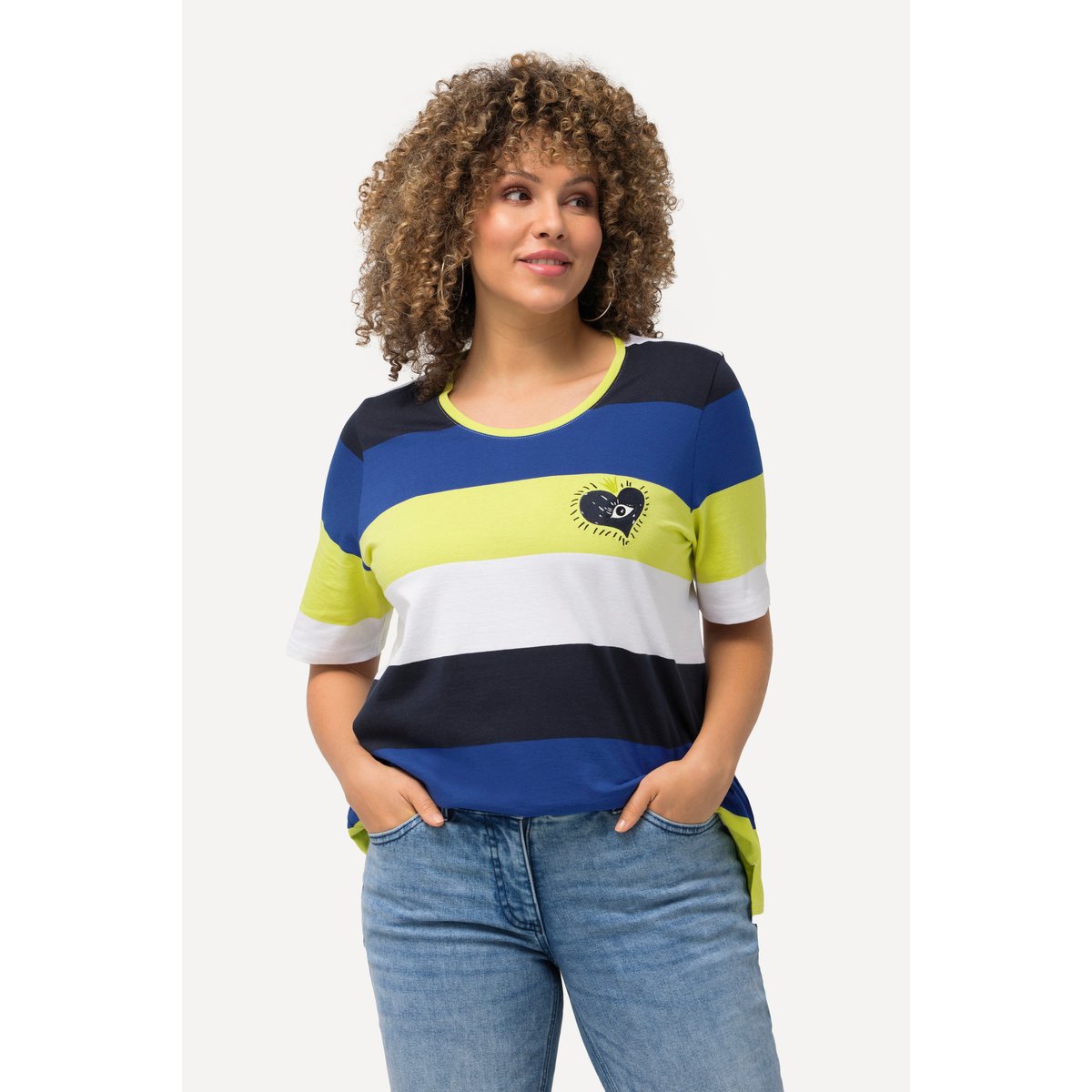 T-shirt à col rond et manches courtes. bleu cobalt, ULLA POPKEN