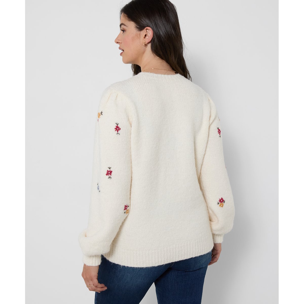 Pull Brodé à Petites Fleurs beige, JOE BROWNS