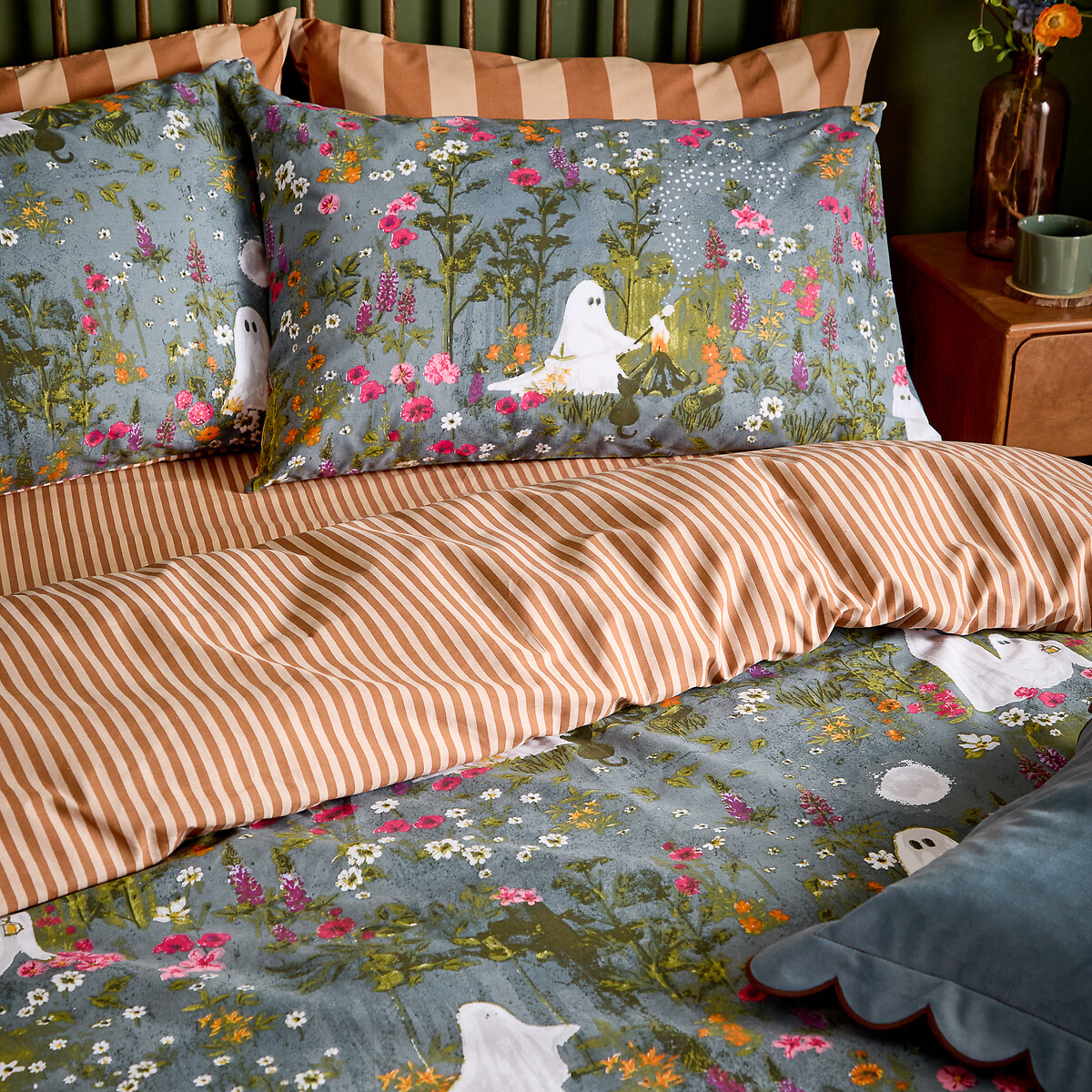 Bootanical Forest Reversible Halloween Duvet Cover and Pillowcase Set multi-coloured, FURN.