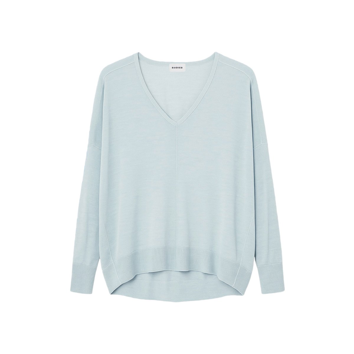 Pull col V oversize en laine turquoise clair, RODIER