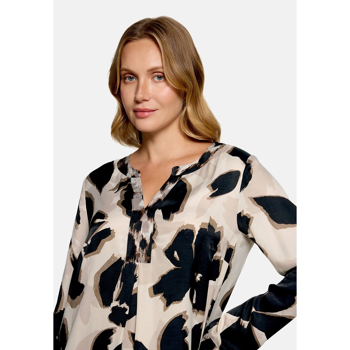 Robe tunique à manches longues beige/noir, BETTY BARCLAY