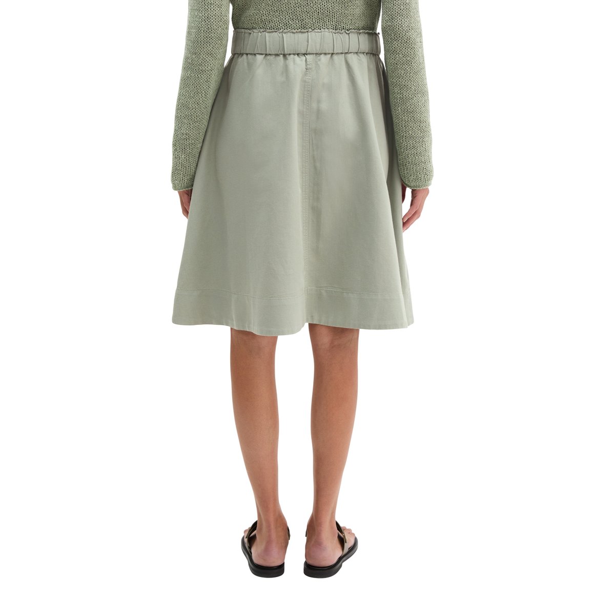 Jupe évasée en mélange de coton organique, de lyocell et de lin vert clair, MARC O'POLO