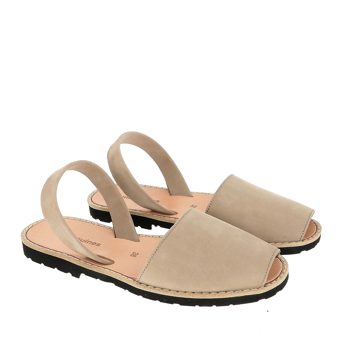 Sandales en nubuck talon plat beige, MINORQUINES