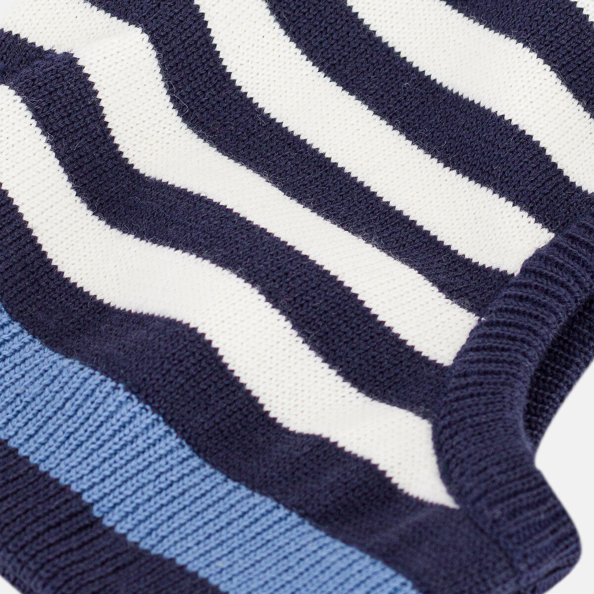 Cagoule à rayures, en polyester et coton bleu marine rayé, PETIT BATEAU