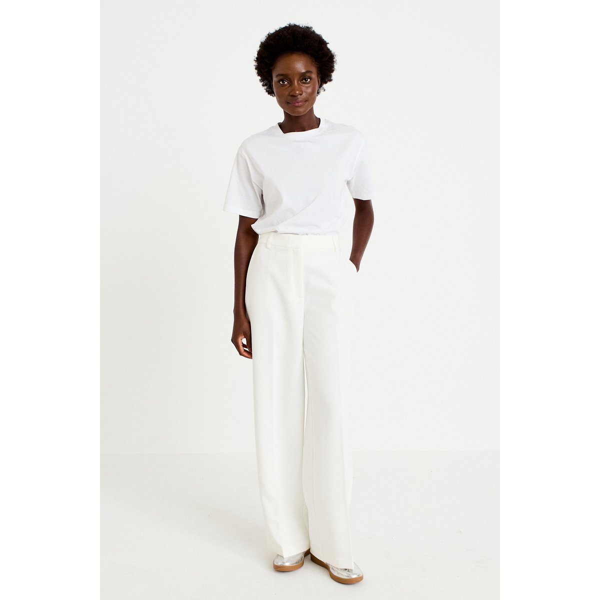 Pantalon bootcut taille standard ecru, CACHE CACHE