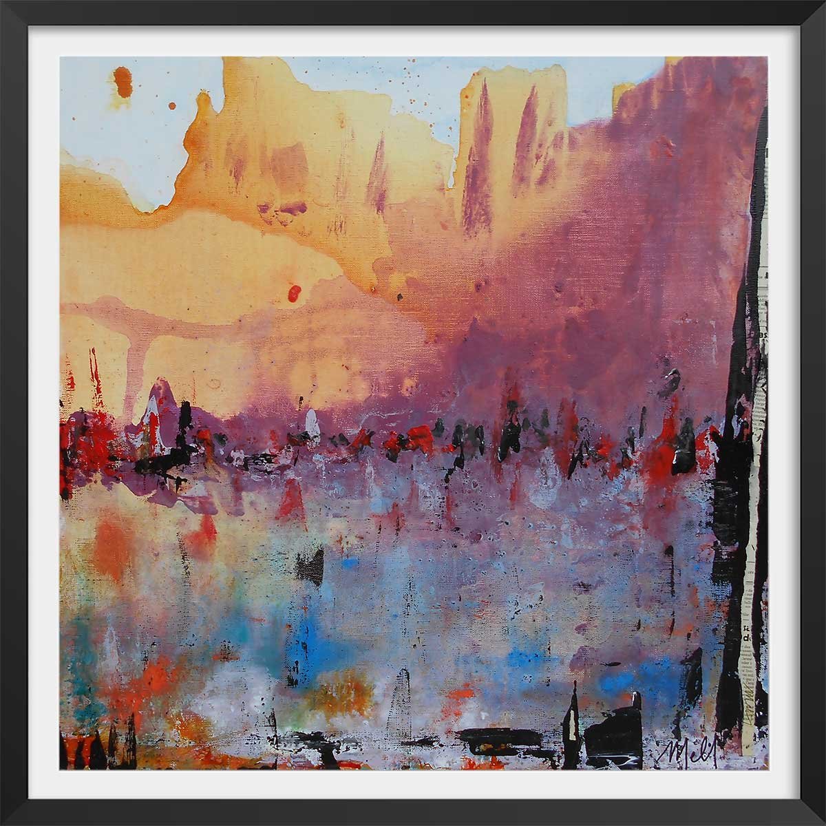 Affiche abstraite grand canyon arizona affiche + cadre en bois - noir, HEXOA