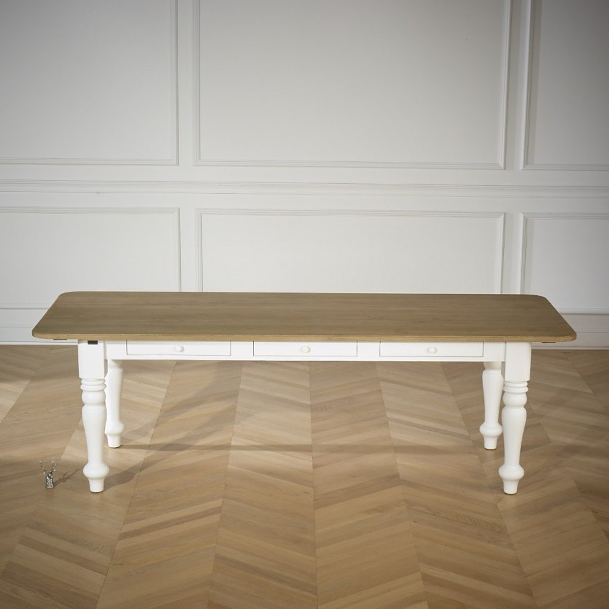 Table blanche rectangulaire en chêne 8 couverts ALEXIS blanche, ROBIN DES BOIS