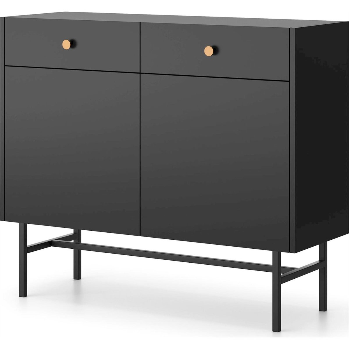 Commode 2 portes et tiroirs DIVENOS noir, RECOLLECTION
