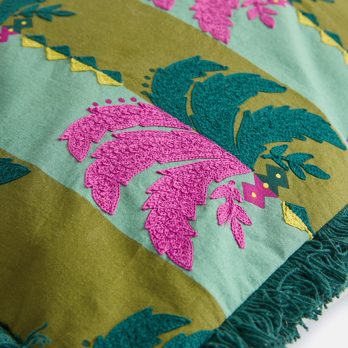Housse de coussin, percale de coton, 45 x 45 cm, ROSA vert/rose, LA REDOUTE INTERIEURS