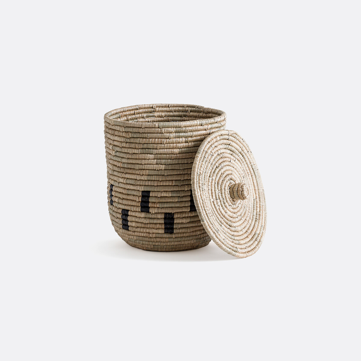 Aquila 45cm Diameter Woven Herbarium Basket with Lid natural/black, LA REDOUTE INTERIEURS
