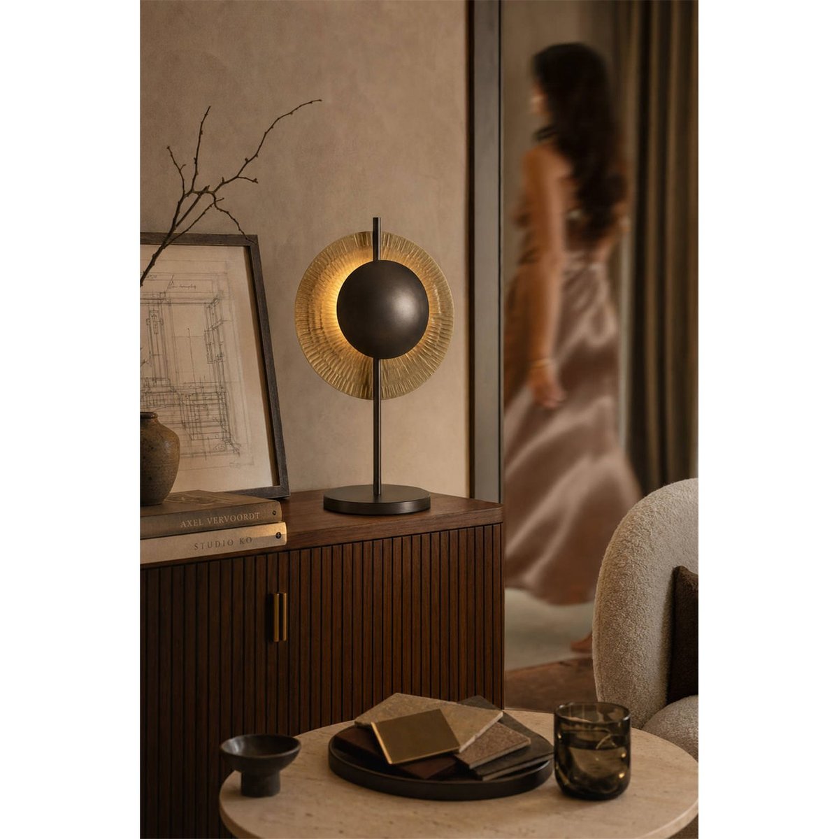 Lampe de table en métal finition laiton laiton vieilli et bronze vieilli, RECOLLECTION