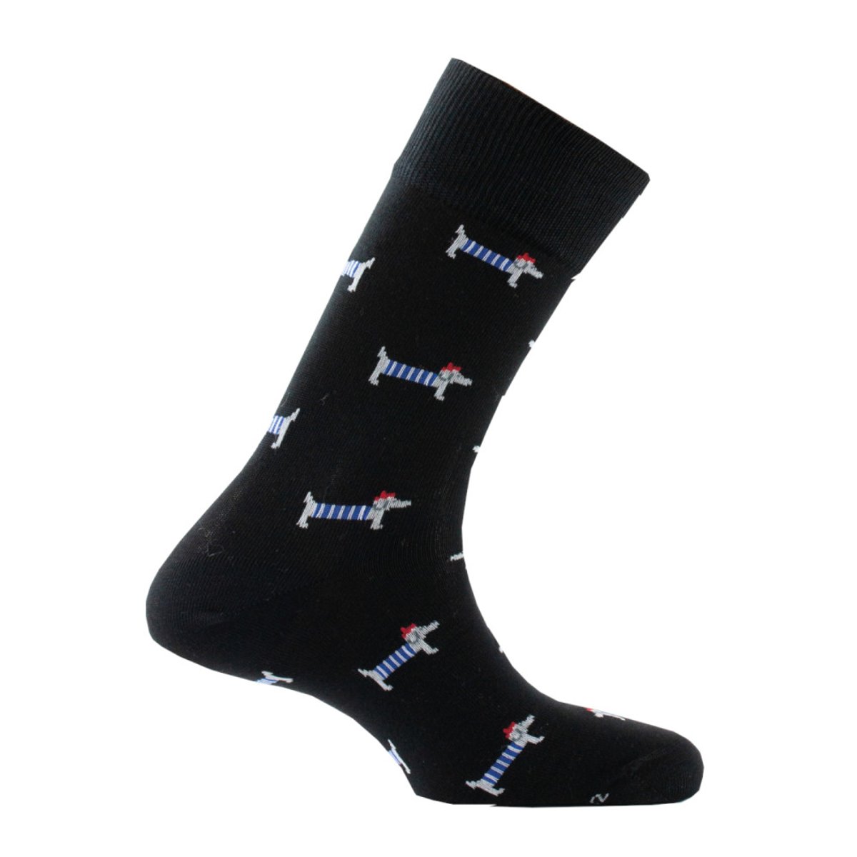 Mi-chaussettes all over teckels MADE IN FRANCE noir, KINDY