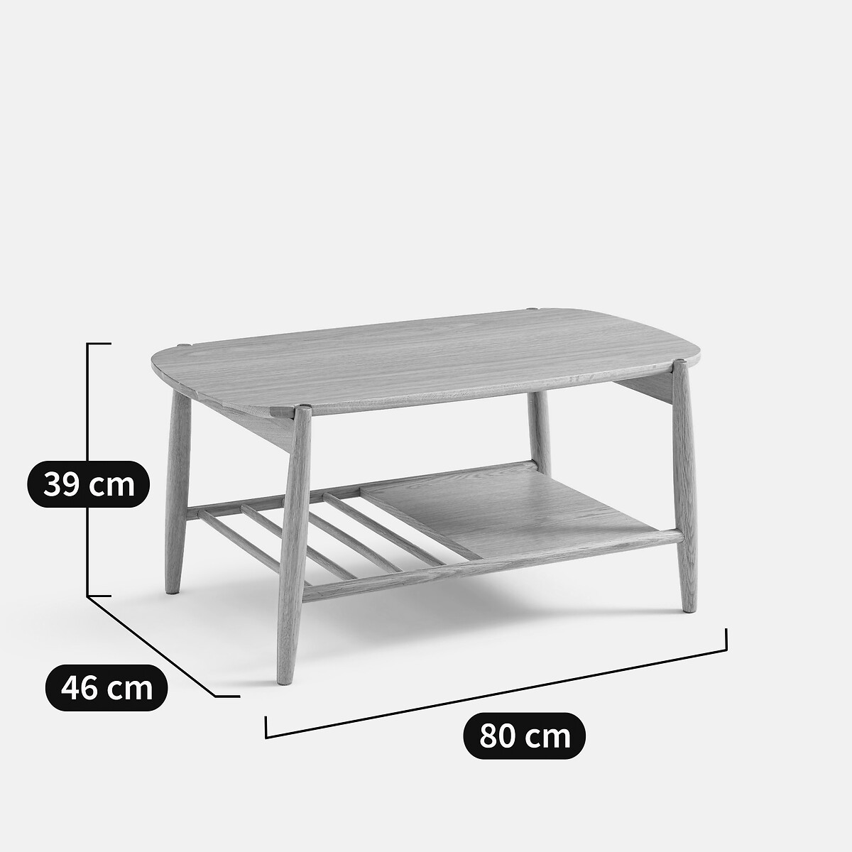 Table basse double plateau en chêne massif, largeur 80 cm, JUCCA chêne, LA REDOUTE INTERIEURS