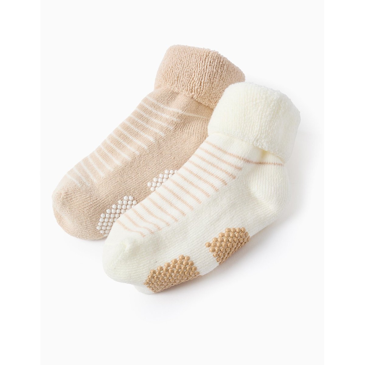Lot de 2 Paires de Chaussettes Rayées Antidérapantes multicolore, ZIPPY