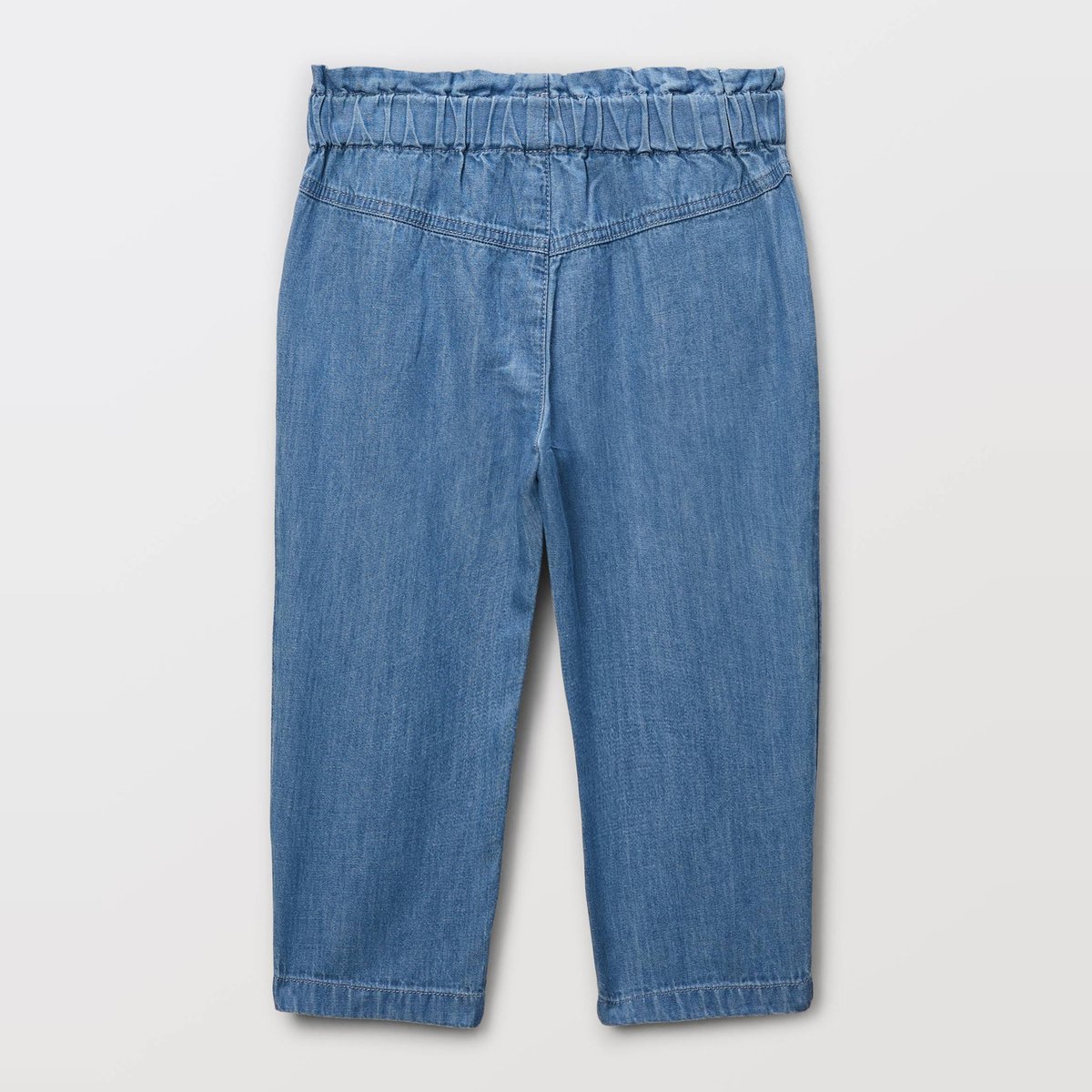Pantalon taille élastique en chambray en coton BIO GOTS light blue stone, BOUT'CHOU