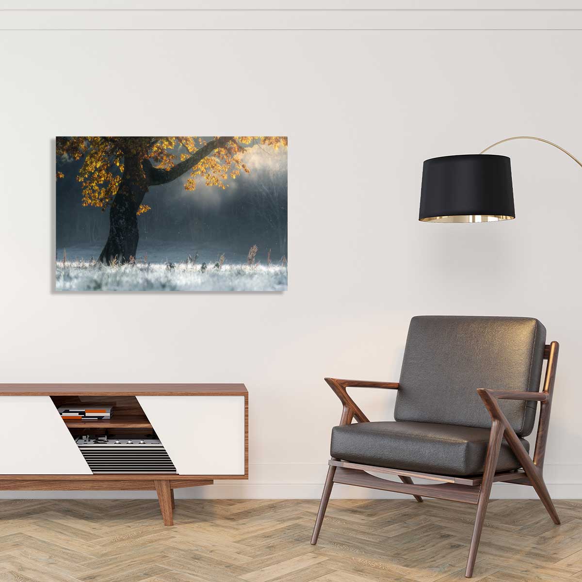 Tableau paysage Souffle d'hiver tableau alu dibond, HEXOA